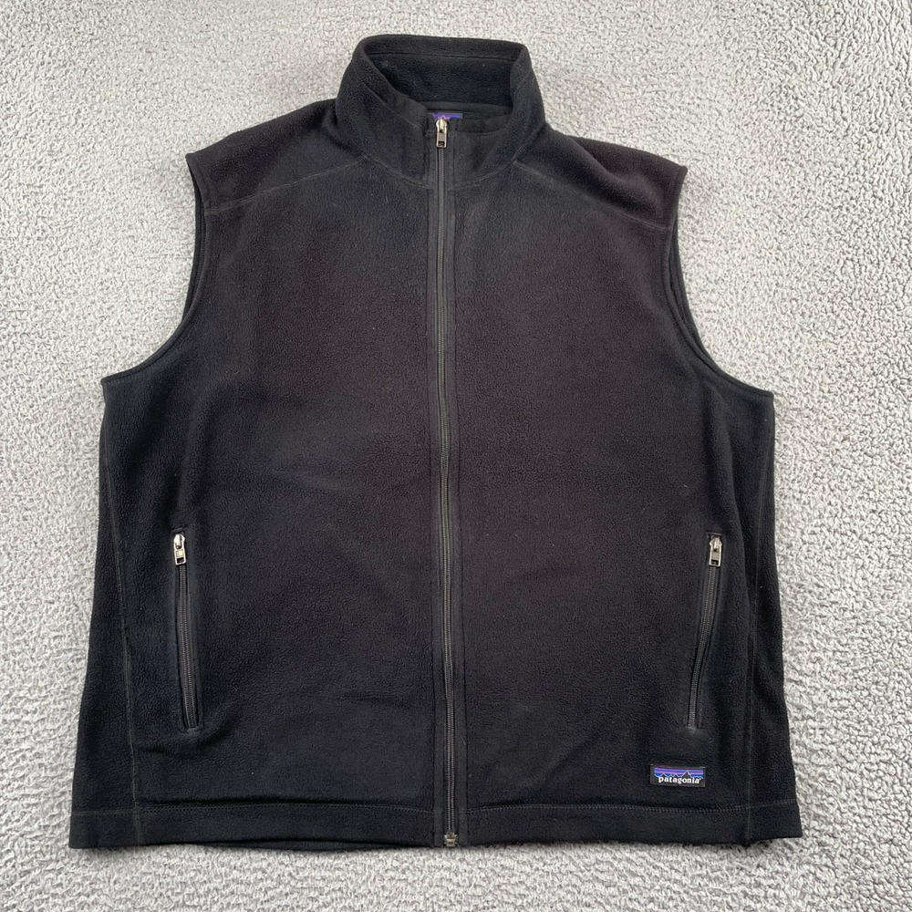 Patagonia Vest Mens XXL Black Synchilla Fleece Full Zip Outdoor 25440